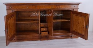 Sideboard in walnut wood with inlaid olive wood doors